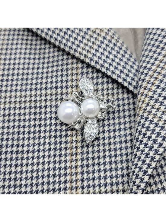 None Other - ✨Elegant Vintage Style Pearl Bee Brooch Silver Sparkling Crystals Insect Pin New
